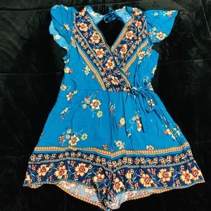 Blue wrap romper